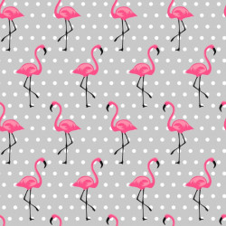 Baumwolle Flamingo Dots grau